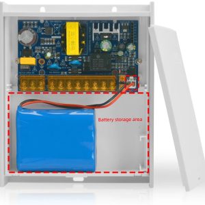 fuente de poder para control de acceso con sistema de respaldo de energía 12V-5A. con batería de 6 amperes.